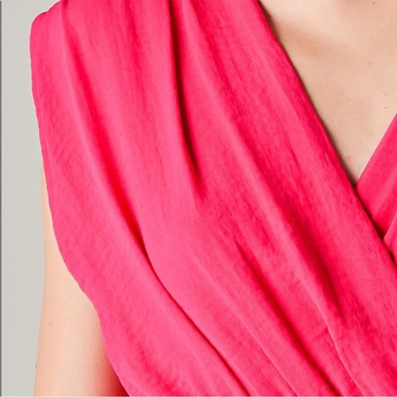 NWT Alice + Olivia Nanette Sleeveless Ruched Strawberry Pink Mini Dress Size 0 - Picture 6 of 9